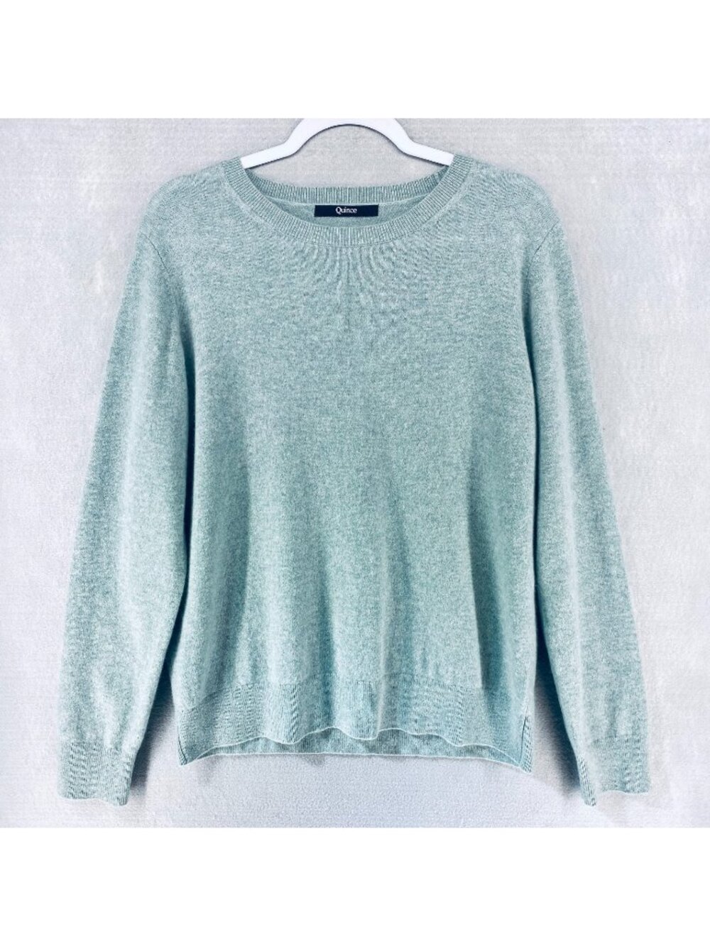 Qince Cashmere Sweater Womens XL Mint Green Crewneck Pullover Minimalist